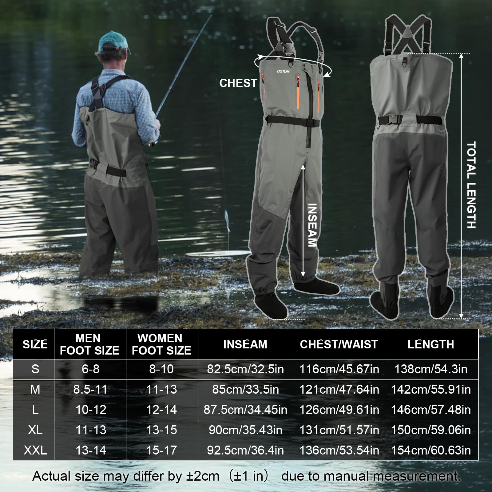 Fishing Waders Breathable - Goture 5-Layer مقاوم للماء الصيد الصيد
