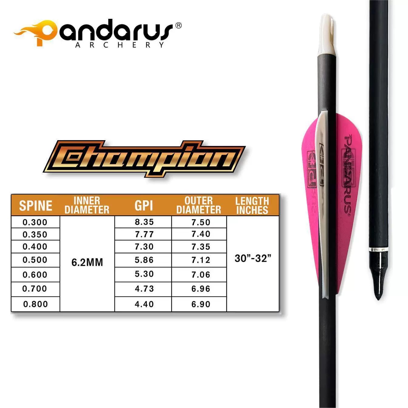 Arrow Carbon Shaft - سهام بانداروس تشامبيون من الكربون النقي،