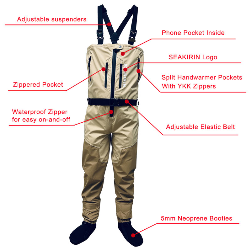 سراويل صيد السمك بسحاب أمامي ق - مراجعة Fishing Waders Breathable وسعره